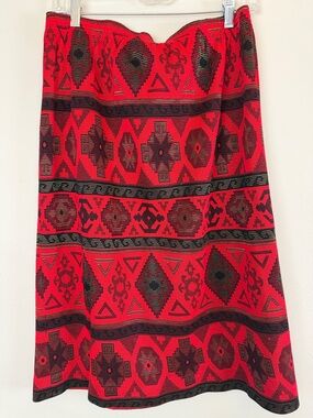 Vintage Graft Californiawear Southwestern Knit Skirt Red Black Size 12 90s